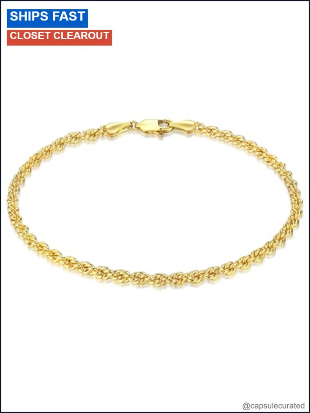 14k Gold Filled Rope Chain Bracelet 3mm Dainty Stackable Women